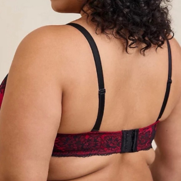 ๐ XO Plunge Push Up Two Tone Lace Straight Back Bra 42DD 42E NWT Torrid New! - Picture 4 of 5
